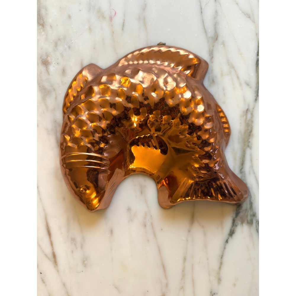 Vintage Copper Fish Wall Hanging Mold Koi Fish Kitchen Decor 8.5"